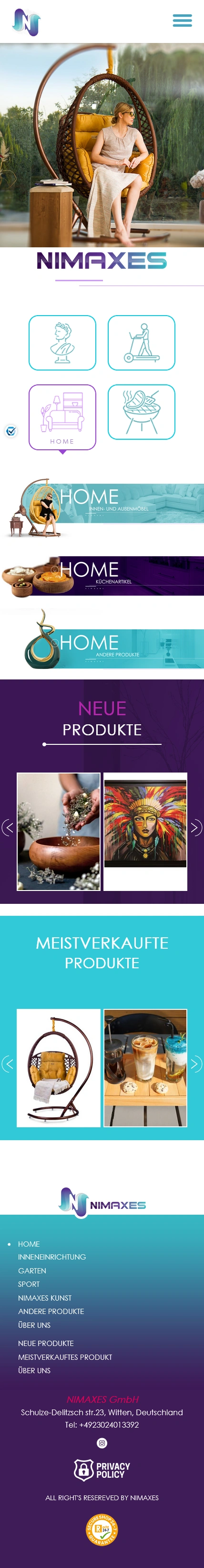 NIMAXES ONLINE SHOP WEBSITE DESIGN